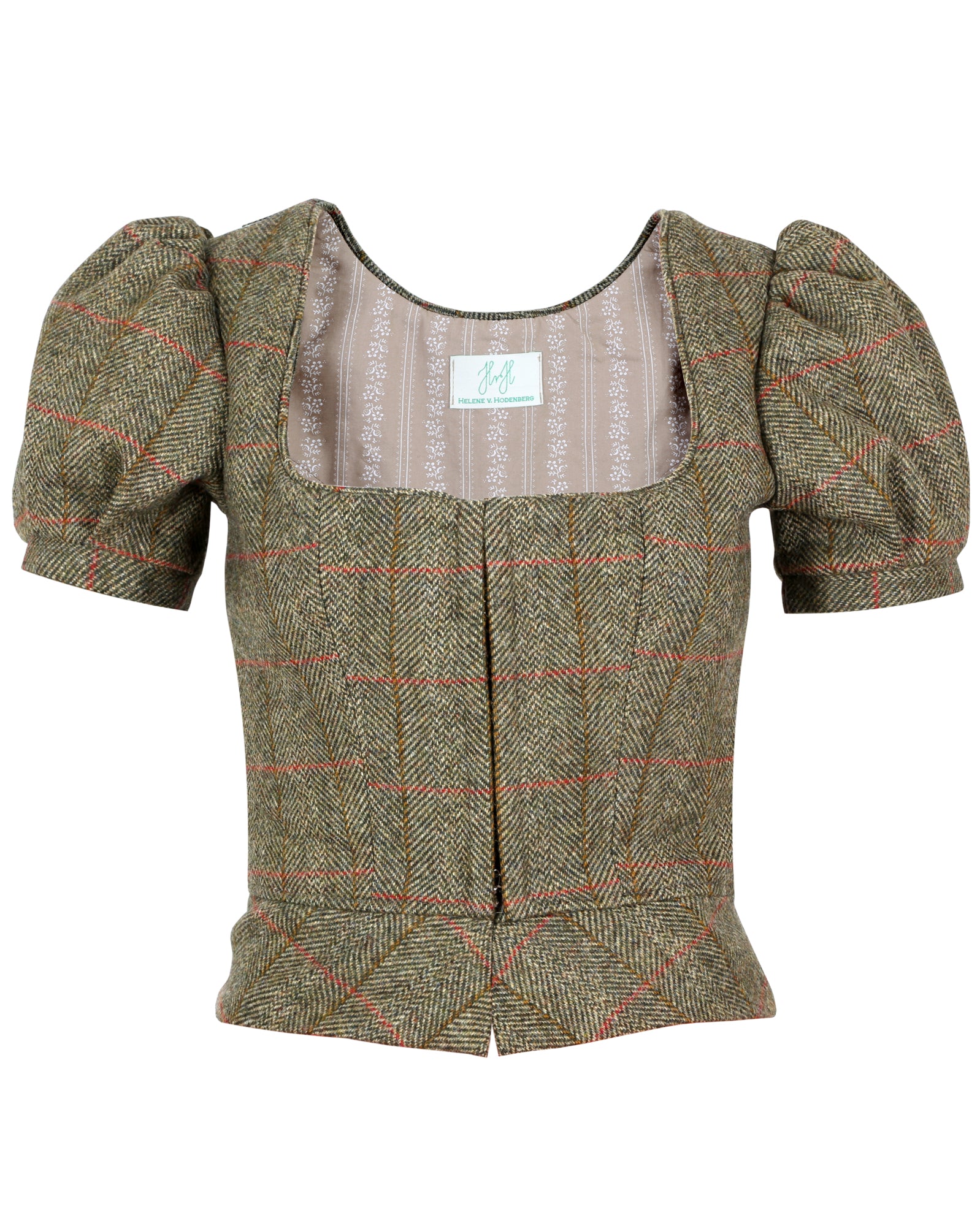 Tweed Dirndl Top Puffärmel Tracht Englischer Countryside Style
