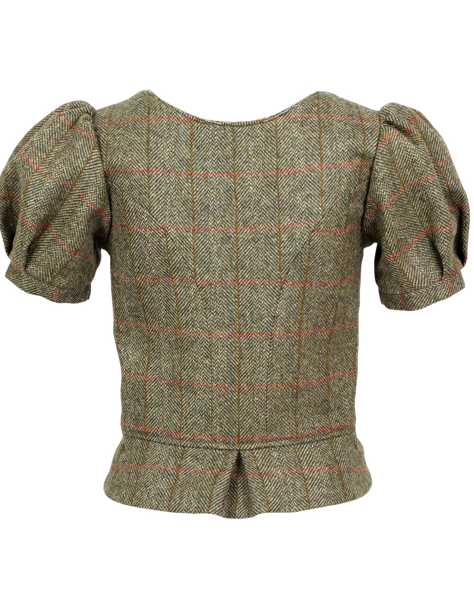 Tweed Dirndl Top Puffärmel Tracht Englischer Countryside Style