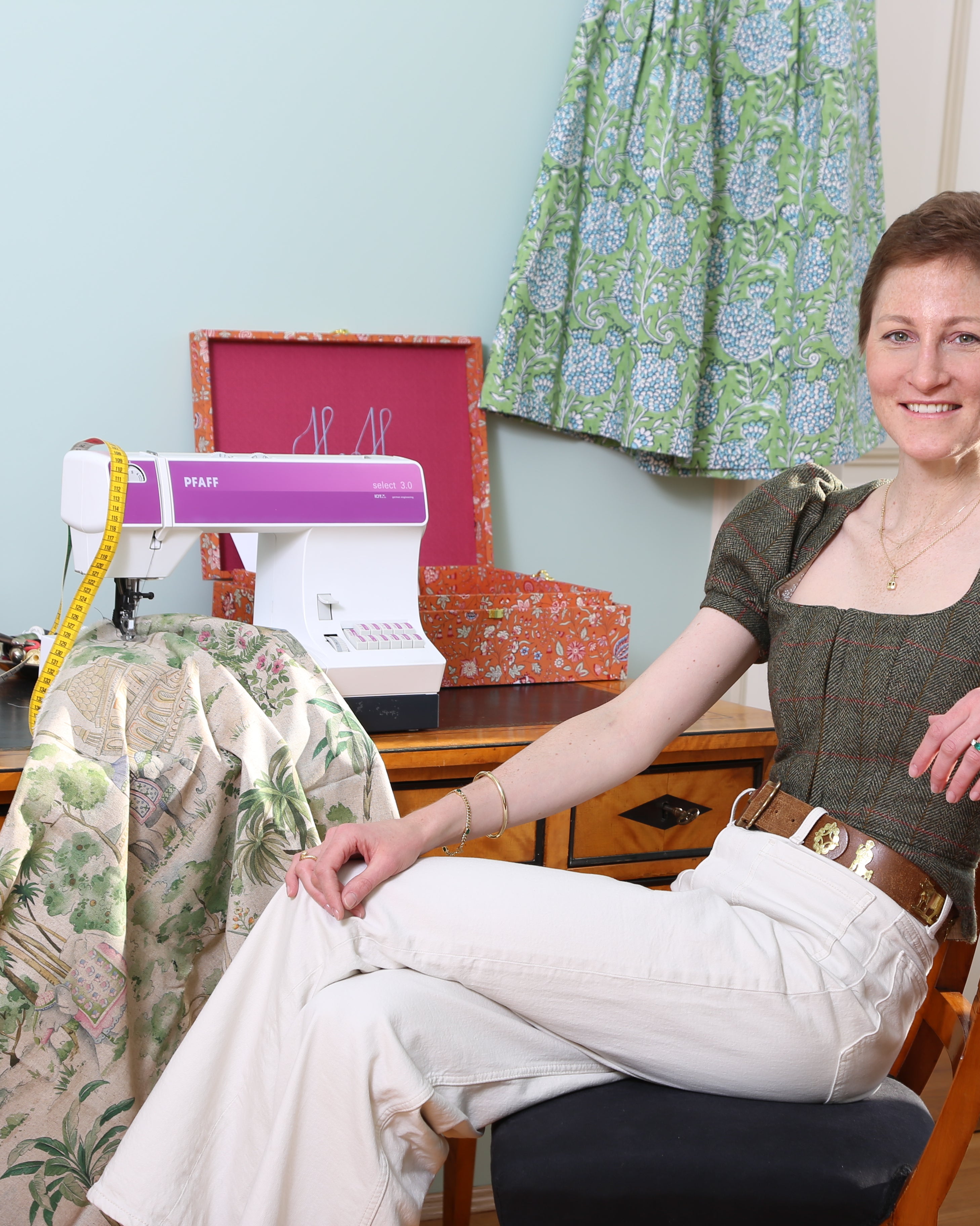 Tweed Dirndl Top Puffärmel Tracht Englischer Countryside Style