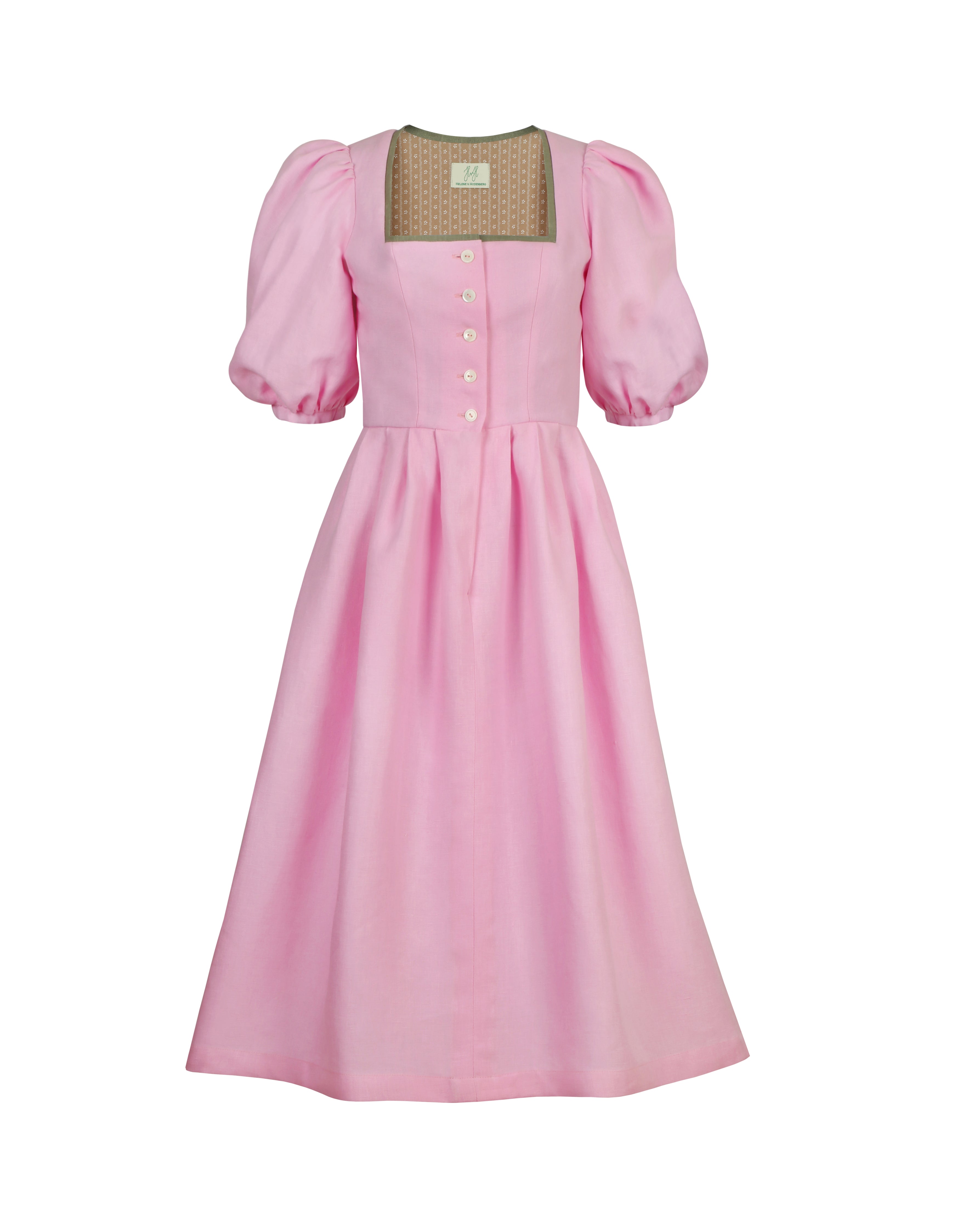 Leinenkleid Dirndl Waschdirndl Leinen Rosa Front