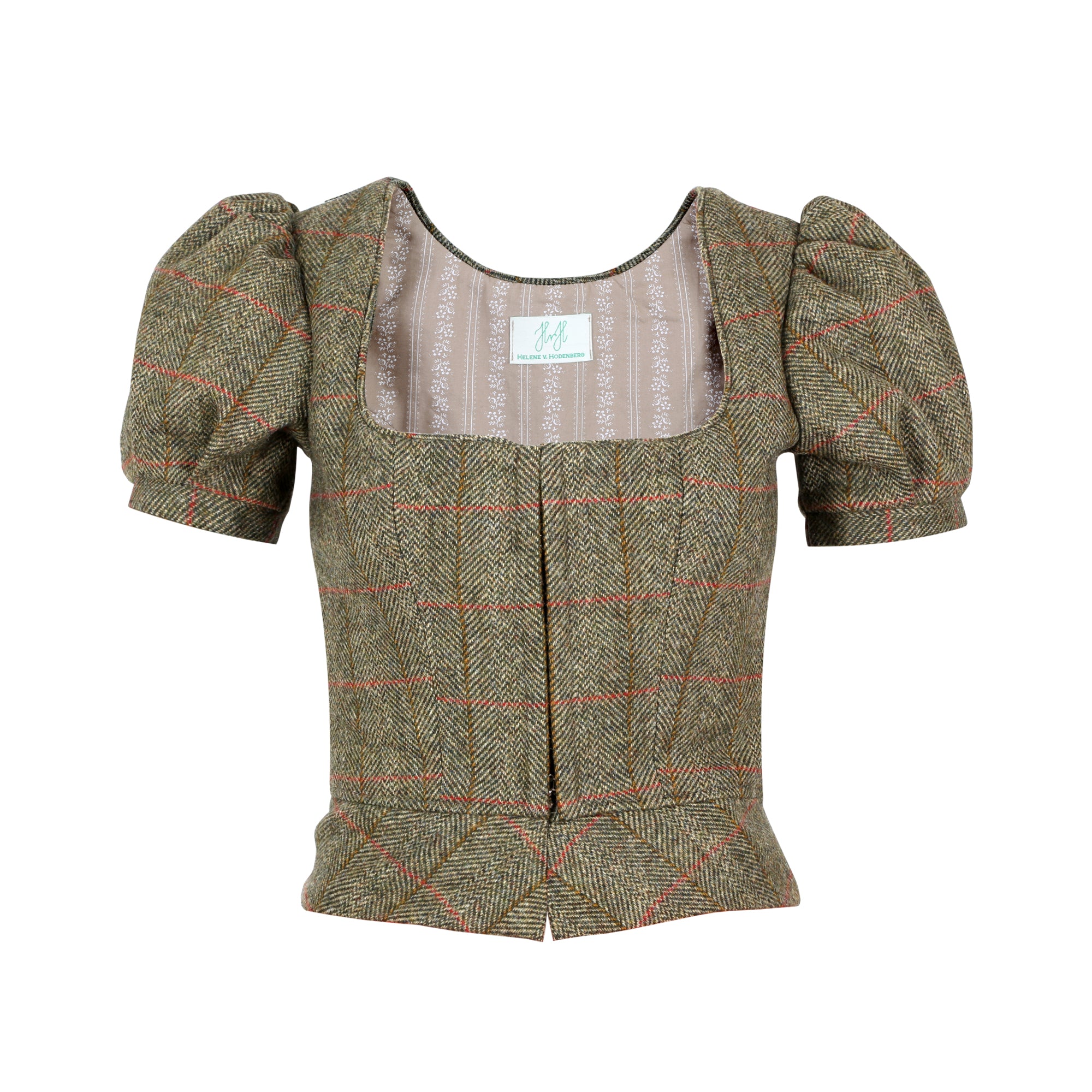 Tweed Dirndl Top Puffärmel Tracht Englischer Countryside Style