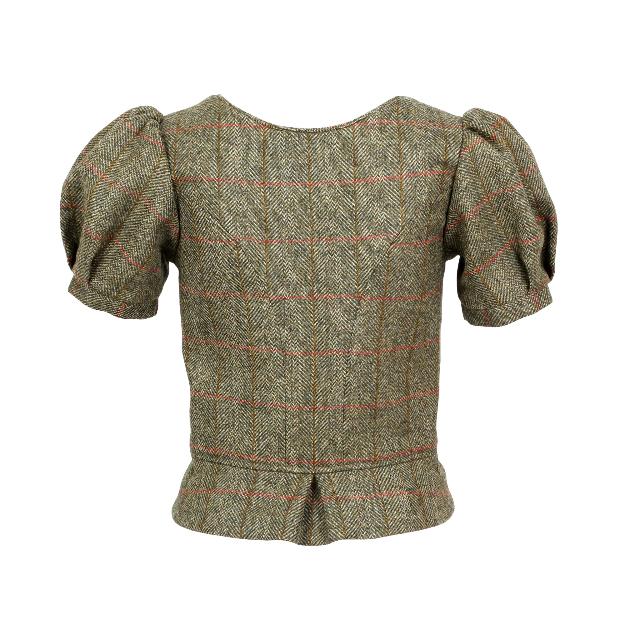Tweed Dirndl Top Puffärmel Tracht Englischer Countryside Style