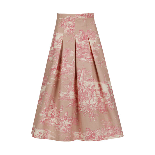 Dirndl Rock mit Toile de Jouy Stoff Print Muster in Altrosa